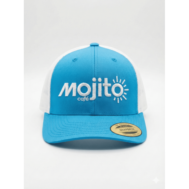 Casquette turquoise et blanche