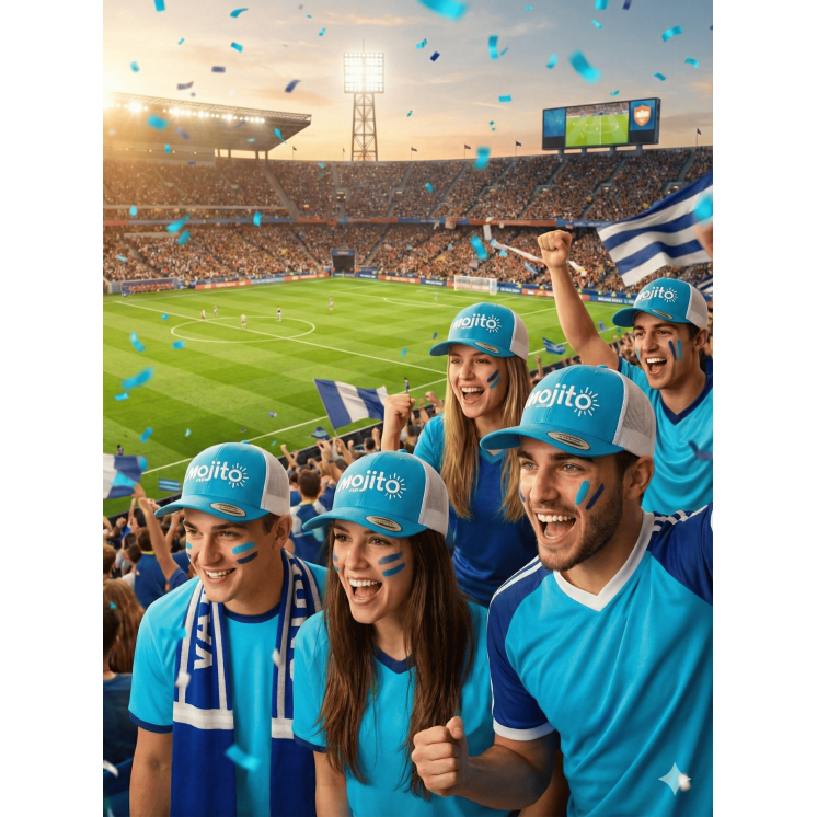 Casquette turquoise et blanche